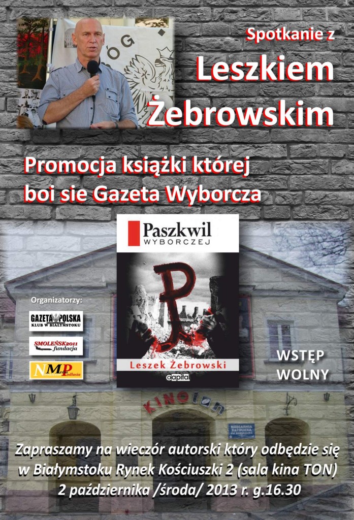 Plakat - Zaproszenie na spotkanie z Leszkiem Żebrowskim wersja 4